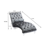 Button-Tufted Upholstered Velvet Recliner Chaise with Pillow and Acrylic Feet