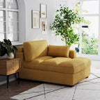 Oversize Corduroy Chaise Lounge Modular Sectional Sofa with Pillow