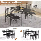 Dyonery Rectangular Dining Table Set for 4,5-Piece Kitchen Table and 4 Chairs,Dining Room Table Set,Space-Saving Kitchen Table Set for Small Space