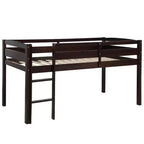 Luxystar Twin Size Solid Wood Loft Bed with Ladder and Fence for Kids Room