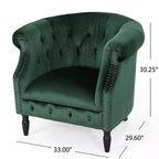 Contemporary Tufted Upholstered Club Chair with Nailhead Trim