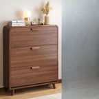 Traditional Hidden Adjustable 3 Tiers Solid Wood Shoe Cabinet