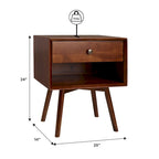 Set of 2 Mid-Century Solid Wood Nightstands with 1 Drawer, Bedroom Side Tables