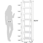 Tribesigns 78.7 Narrow Bookshelf, 7-Tier Freestanding Book Display Rack Case