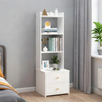 Modern Tall Wood Spacious Shelves 2-Drawer Nightstand