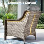 HOMLUX 6 PCS Patio Wicker Conversation Set 3-Seat Sofa with Cushion, Rattan Chairs, Ottomans, Coffee Table