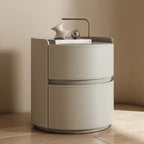 Modern Leather Tray Round 2-Drawer Nightstand