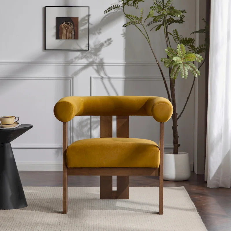Gilbert Modern Upholstered Round Arm Accent Chair by Christopher Knight Home