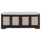 Whisen Rustic Wood Storage Bench, Entryway Shoe Bench with Removable Cushion, Adjustable Shelves
