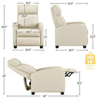 Yaheetech Set of 2 Modern PU Leather Recliner Sofas for Living Room, Bedroom