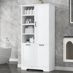 Bathroom Storage Cabinet with Drawers, Tilt-Out Laundry Hamper, Multiple Storage Space, Open Shelve, Adjustable Shelf