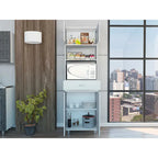 Caribe Microwave Cabinet, Four Legs, One Drawer, Double Door, One Shelf -White