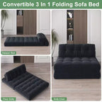 Full Corduroy Folding Sofa Bed Futon, Floor Convertible Sleeper Chair with Pillow & Back Support