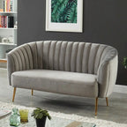 Albany Contemporary Velvet Microfiber Tufted Love Seat by Silver Orchid