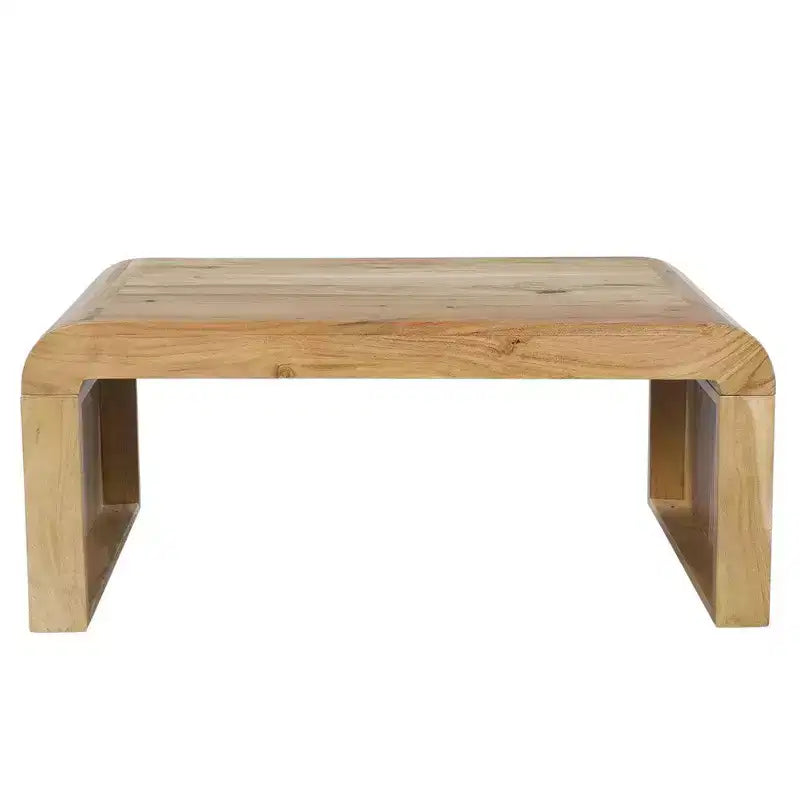 Royal Hampton Coffee Table Handcrafted Natural Acacia Wood Rectangular Curved Waterfall Top, 36 Inch