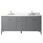 Vanity Art 72 Double Sink Bathroom Vanity Cabinet with Engineered Marble Top