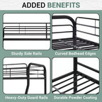 Full Metal Bunk Bed Low Height Safety Design with Guardrails, Angled Ladder and Underbed Storage