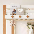 Modern Loft Bed with Clothes Hook, Storage Shelves and Underbed Space
