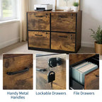4 Drawer File Cabinet with Lock, Printer Stand, Wood Filing Cabinets for Home Office, Storage Organizer with Adjustable Hanging Rail