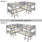 Whisen Twin-Over-Twin L-Shaped Bunk Bed with Ladder