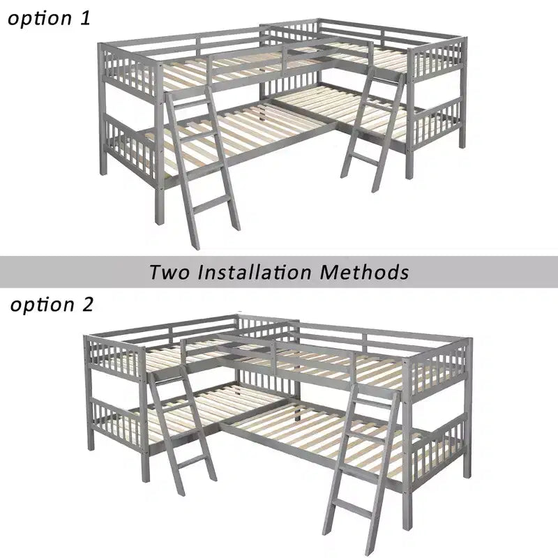 Whisen Twin-Over-Twin L-Shaped Bunk Bed with Ladder
