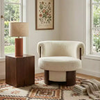 Whisen 360 Swivel Barrel Chair with Sculptural Bentwood Design, Solid Wood Frame, 32 Wide, Versatile for Living Room and Bedroom