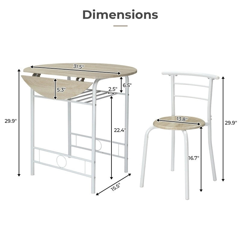 31.5 Drop Leaf Dining Table for Small Space,Small Kitchen Table Set for 2