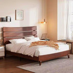 Solid Wood Bed Frame with Headboard, No Box Spring Needed