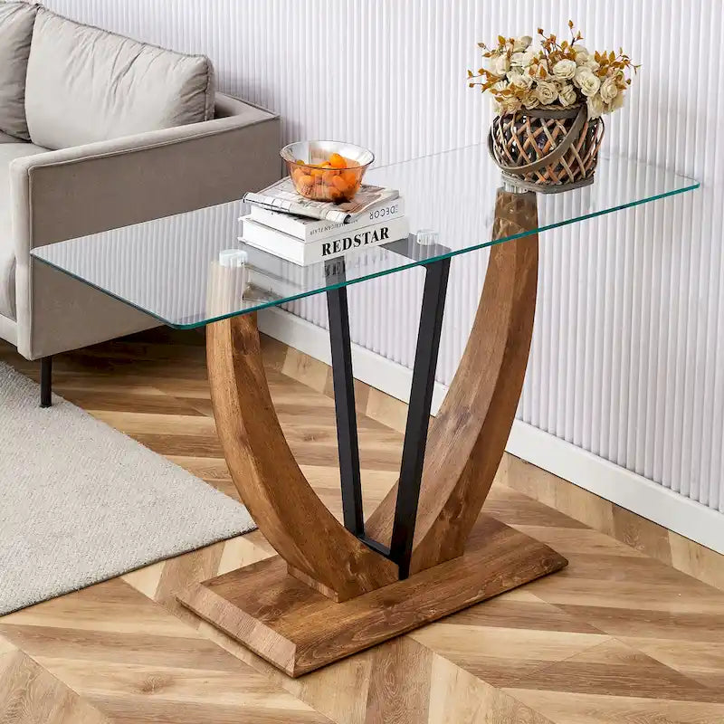 Modern and simple rectangular glass console table