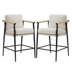 Spruce&Spring Modern Counter Stools with Arm & Metal Frame Set of 2
