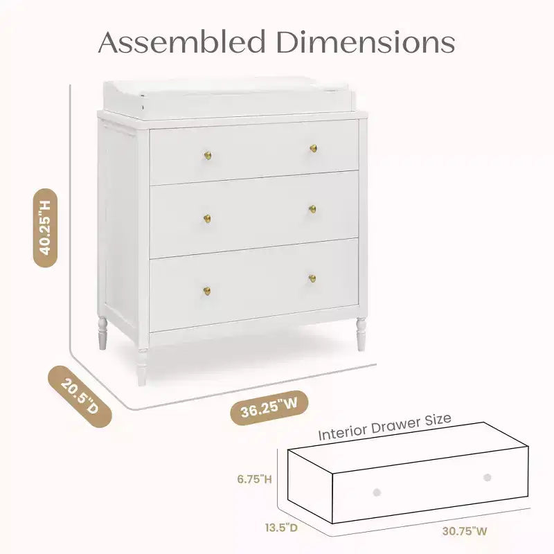 3 Drawer Dresser with Changing Top - Kids Nursery