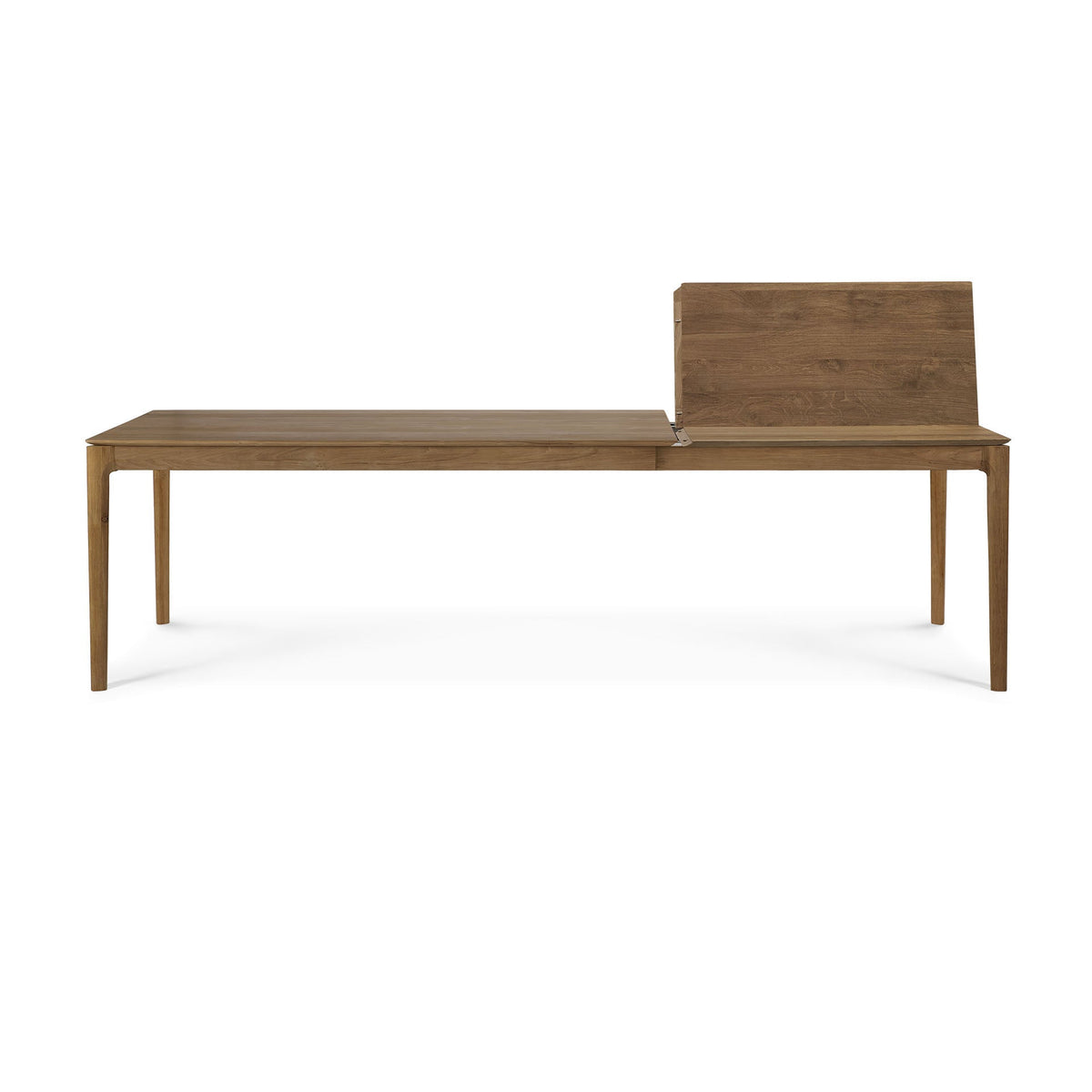 Natural Teak Extendable Dining Table with Concealed Extension Leaf for Dining Room
