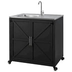 Outdoor Movable Kitchen Sink Patio Modular Kitchen Sink Station with Cabinet