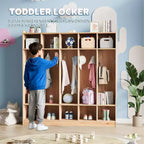 5-Section Classroom Coat Locker with 10 Cubbies, Cubby Storage Organizer with 10 Hooks for Home, School, Nursery, Kindergarten
