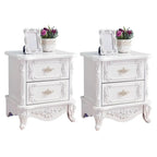 Traditional White Wood Carved 3-Drawer Nightstand