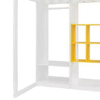 Kids Loft Bed with Wardrobe and Shelves, Wooden Loft Bed Frame with Storage Cabinet for Kids Teens
