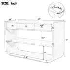 ModernLuxe Curved Console Table Entryway Table Sofa Side Table Display Stand Accent Table with 3 Soft-Close Drawers & 2 Open Shelves