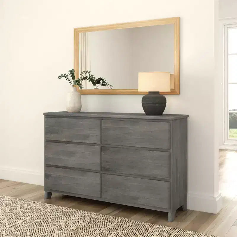 Solid Wood Farmhouse 6 Drawer Dresser
