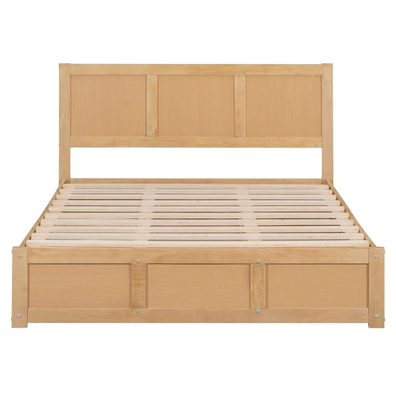 Wood Platform Bed with Underneath Storage and 2 Drawers