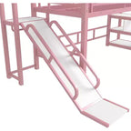House Loft Bed with Slide and Storage Stairs - Metal Frame for Kids and Teens