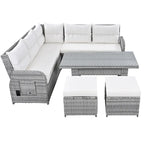 Outdoor Rattan Sectional Sofa Set with Adjustable Table & Recliners