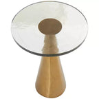 Aluminum Geometric Cone Accent Table with Textured Glass Tabletop 24 in