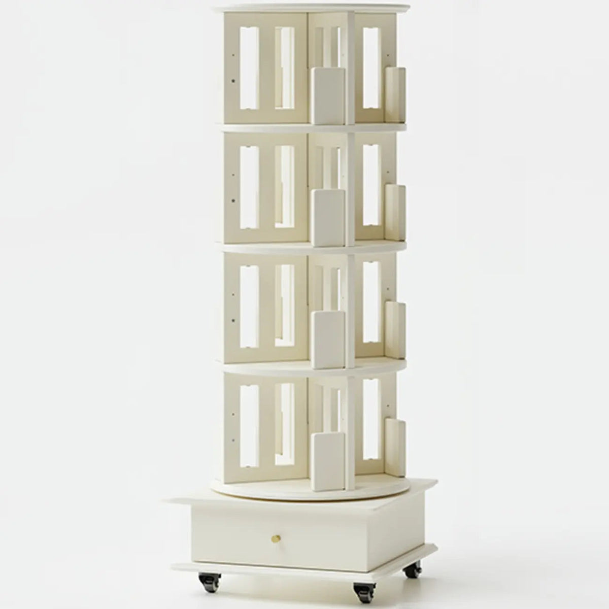 Wooden Vertical Narrow Rotating Bookcase