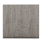 6-Doors Wooden Wardrobe Storage with 3 Big Drawers for Bedroom