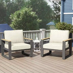 Heynemo Aluminum Outdoor Armchair, 2 Pieces All-Weather Metal Patio Single Sofa, Patio Conversation Set for Porch Backyard Garden