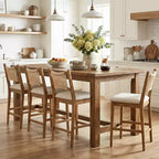 Christopher Knight Home Natalie Modern Rubberwood Upholstered Counter Stools with Woven Rope Backrest (Set of 4)