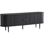 AMERLIFE 70 TV Stand with Solid Wood Legs, Mid Century Modern TV Console with Tambour Door