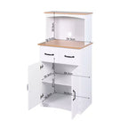 sumyeg Wooden Kitchen Pantry Storage Cabinet with Drawer and Microwave Shelf