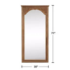 Solid Wood Full-Length Mirror with Cherry Blossom Carving - 180x90x4cm (Stand Not Included)