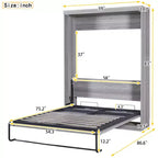 Full/Twin Size Murphy Bed Wall Bed, Wood Cabinet Bed, Gray